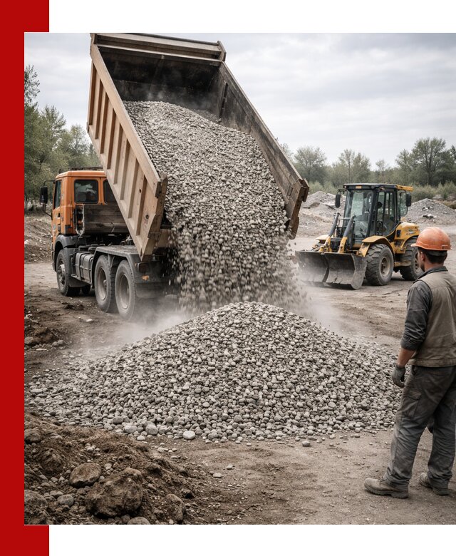 Доставка щебня в Тынде крупными и мелкими фракциями