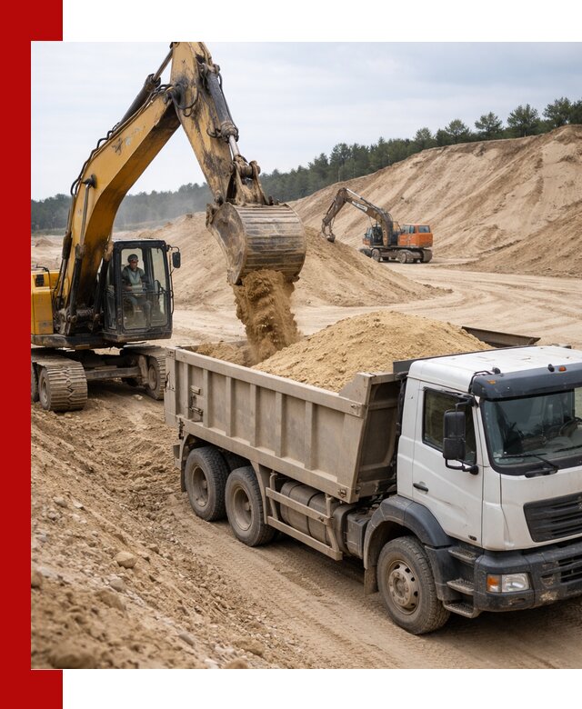 Доставка карьерного песка с самосвалами и разгрузкой в Тынде