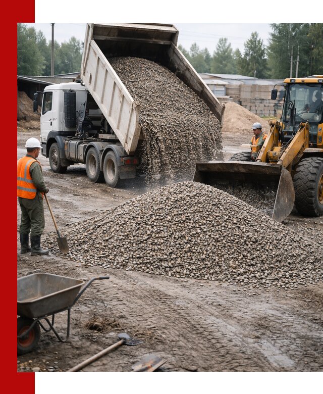 Мытый гравий с доставкой в Тынде от карьера до участка