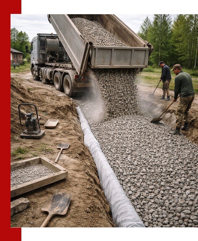 Гравий для дренажа с доставкой в Тынде качественный и недорогой