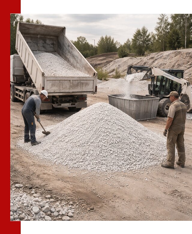 Доставка и продажа белой мраморной крошки в Тынде