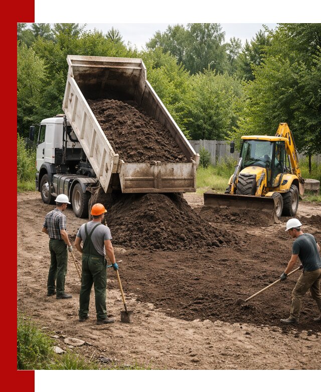 Доставка и укладка грунта для выравнивания участка в Тынде