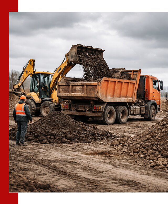 Вывоз грунта и строительного мусора в Тынде грузовыми самосвалами