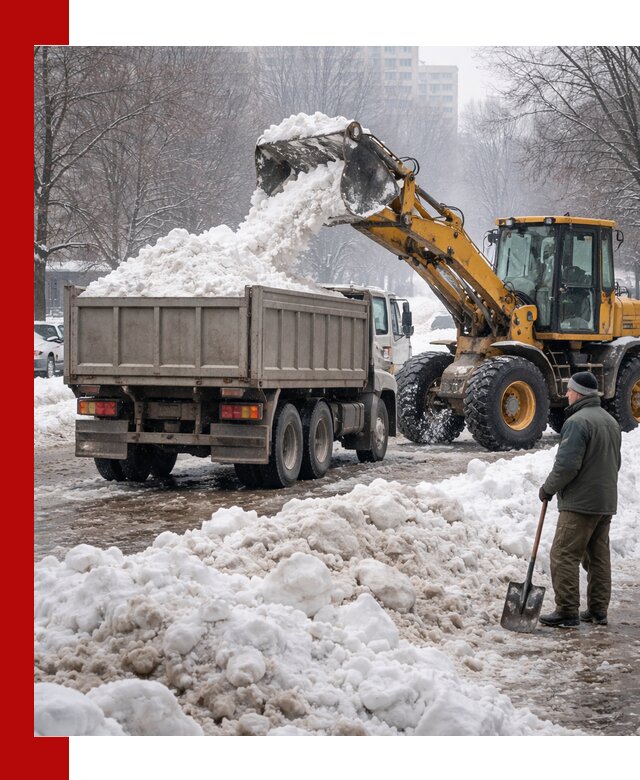 Вывоз снега грузовой техникой в Тынде оперативно и чисто