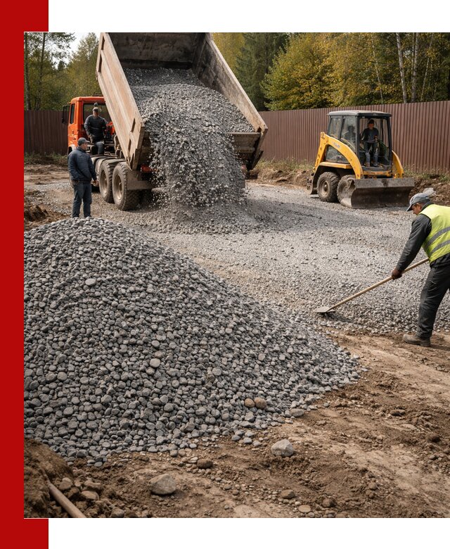 Отсыпка участка щебнем с доставкой и уплотнением в Тынде